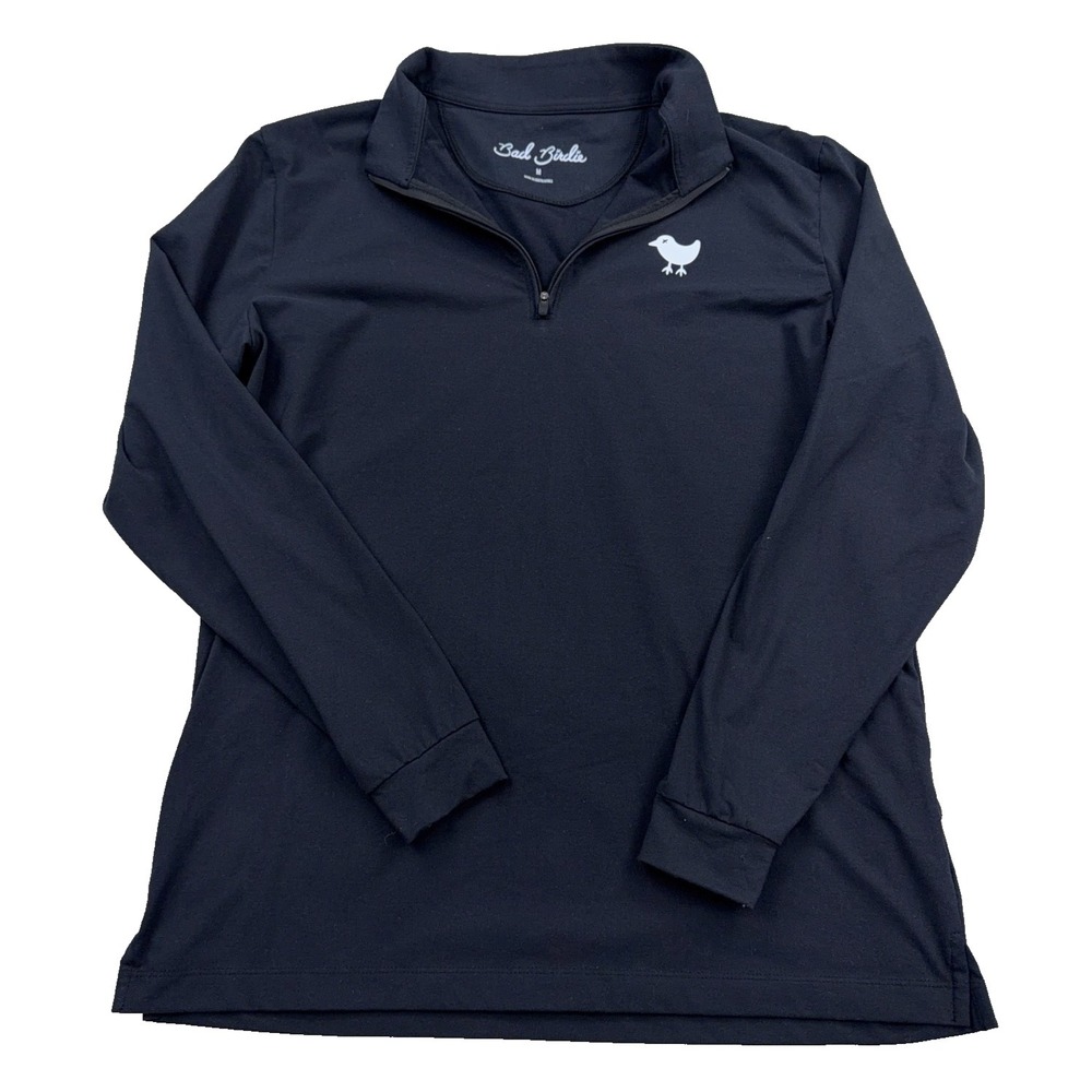 Bad Birdie Sweater Men Men Medium Black Pullover 1/4 Zip Performance Sweatshirt